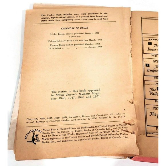 ELLERY QUEEN Pocket Book Spanish Cape Mystery Calendar of Crime Thriller Stories - Picture 9 of 12